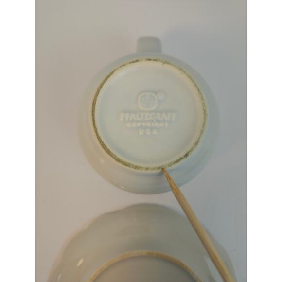 Pfaltzgraff Poetry Blue Rose Vintage Cup And Saucer Glossy Coffee Tea - Picture 8 of 12